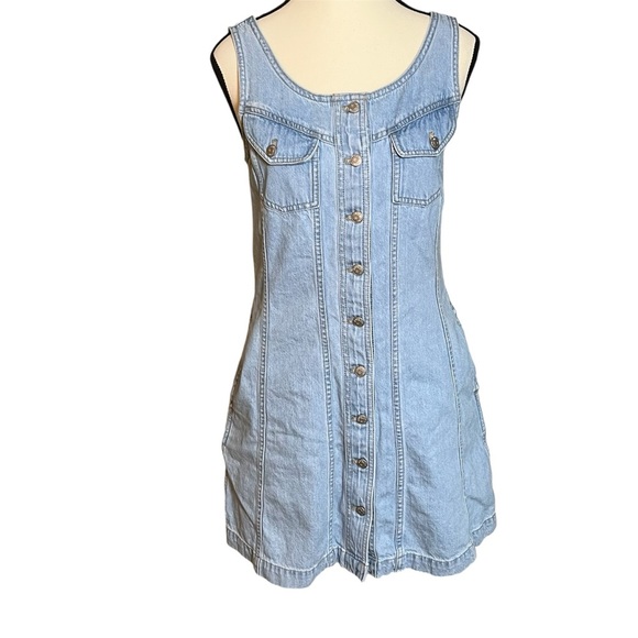 Madewell Denim Sleeveless Seamed Mini Dress A-line Pockets Women’s Size 6 - Picture 4 of 10